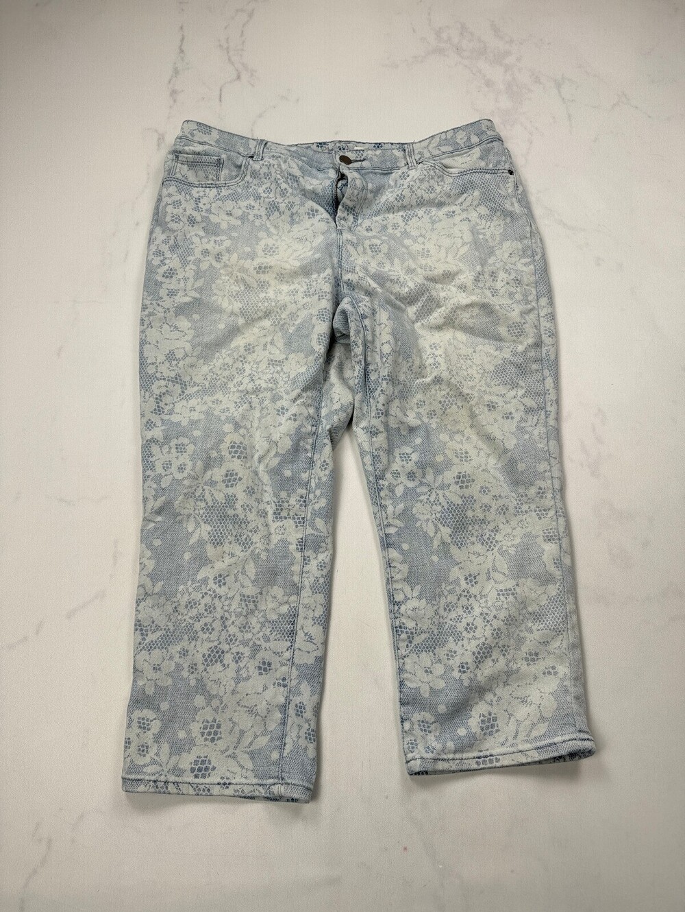 Chicos Crop Capri Pants Light Blue Y2K Romantic - Womens 2.5